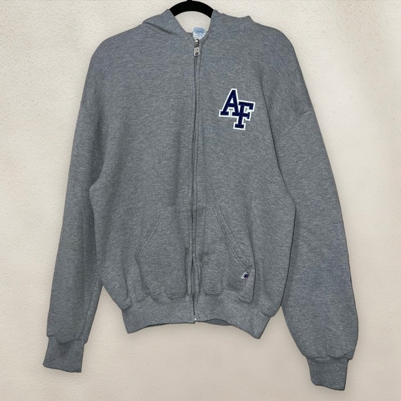 Vintage Russell Athletic Full Zip Hoodie Sweatshirt Y2k Falcons Gray Size Large - Picture 1 of 8